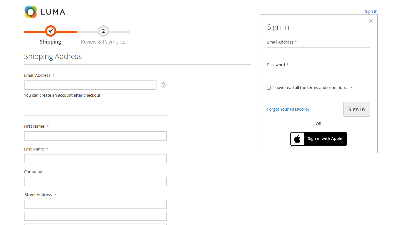Checkout in Apple SignIn