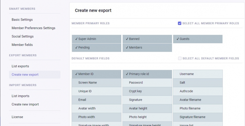Export members details 1