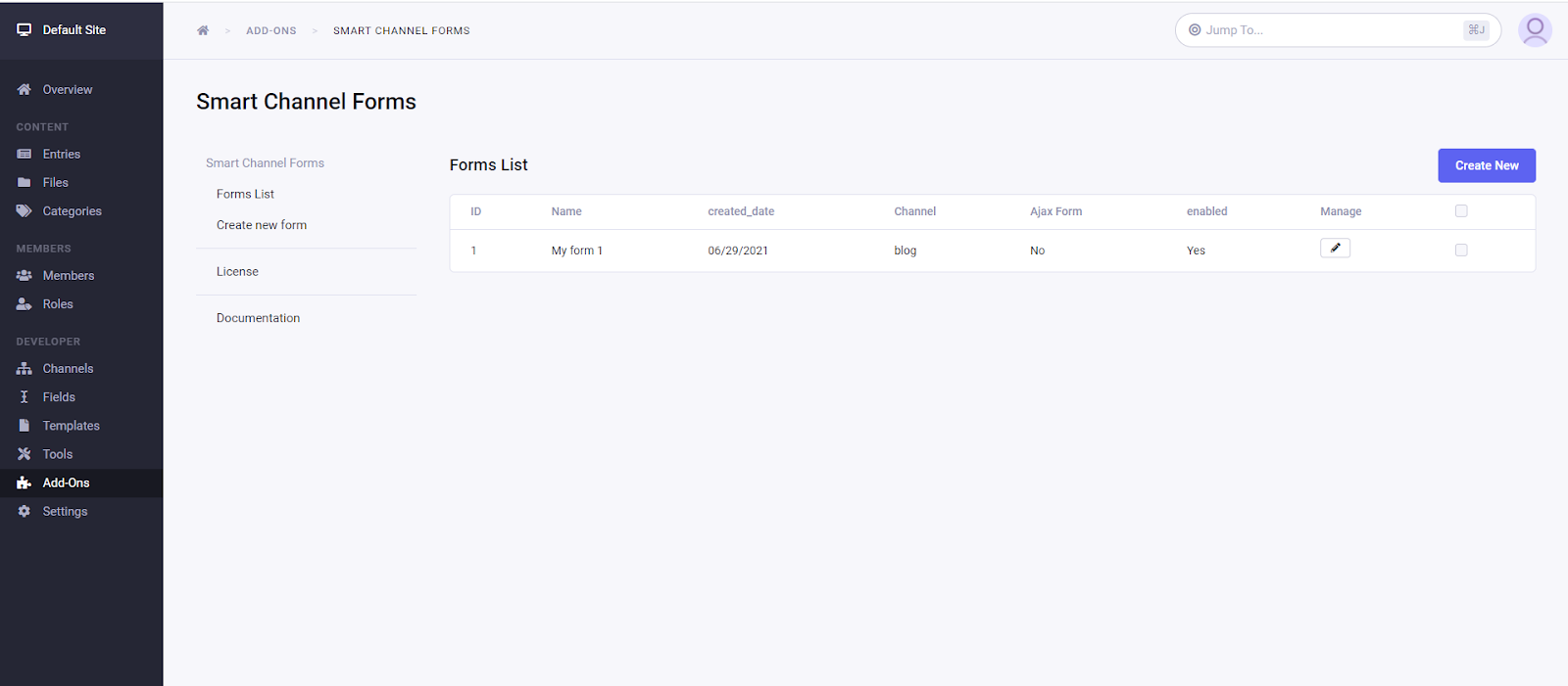 Forms List of Smart Channel Forms