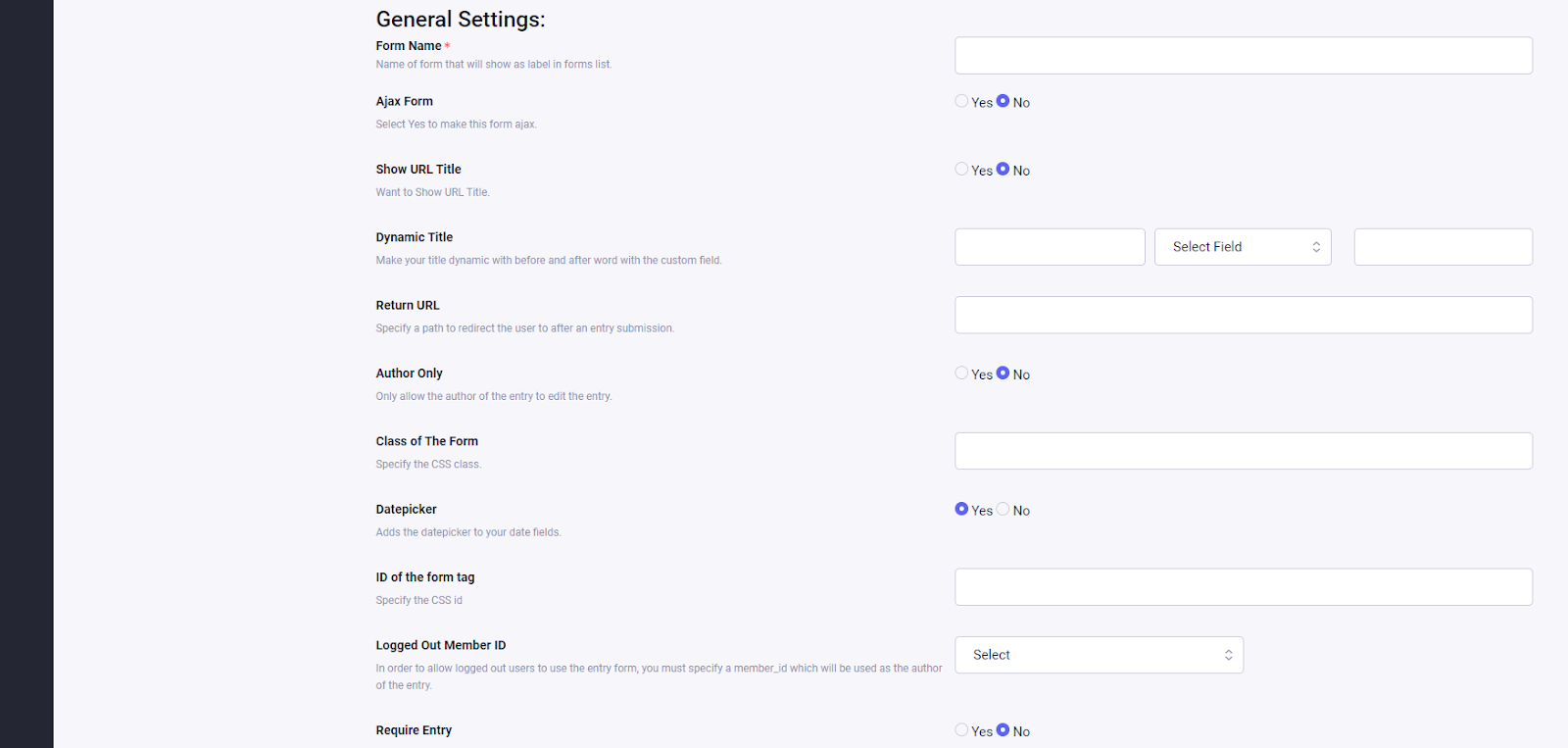 General Settings in Smart Channel Forms