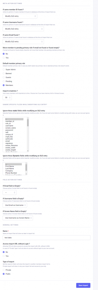 Import members detail 2
