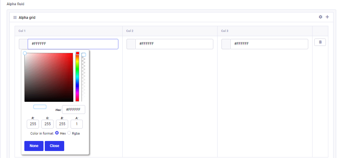 Alpha Grid in Alpha Color Picker Field