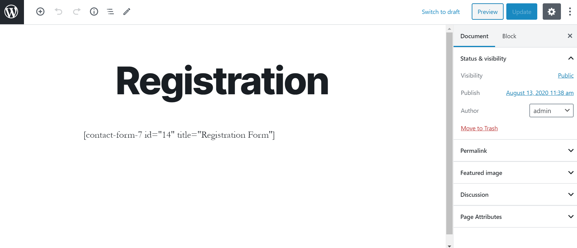Short Code in User Registration Using Contact Form 7 Pro