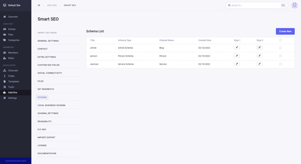 Schema list expressionengine