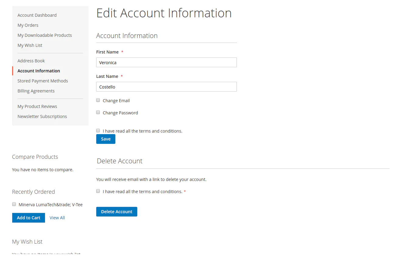 GDPR Compliance for Magento 2 - Edit all account informations