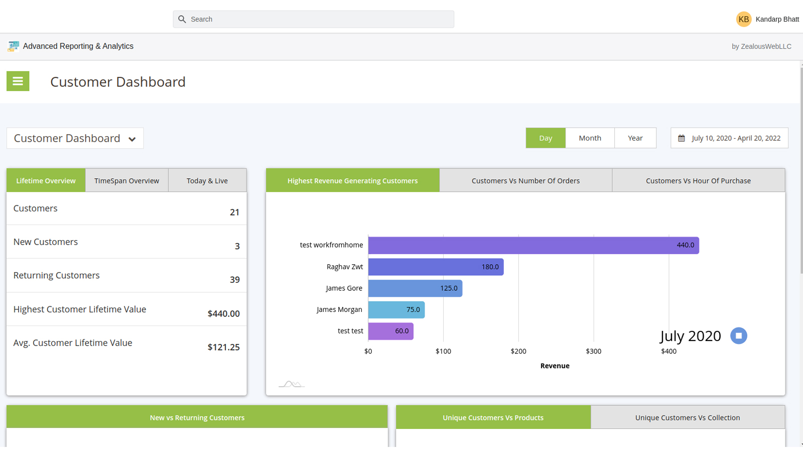 Customer Dashboard